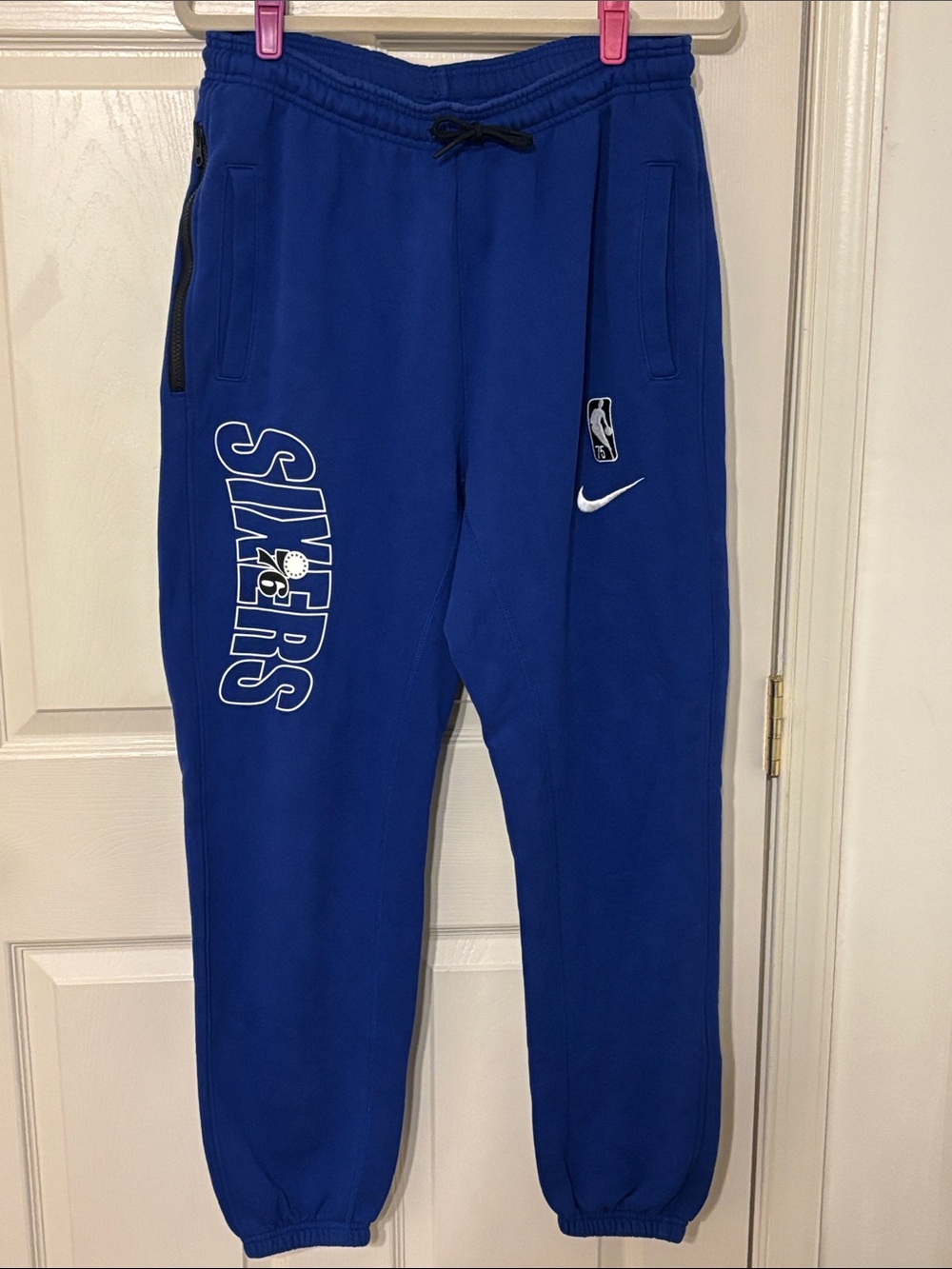 Nike Mens Blue 76ers Fleece Joggers with Team Graphics